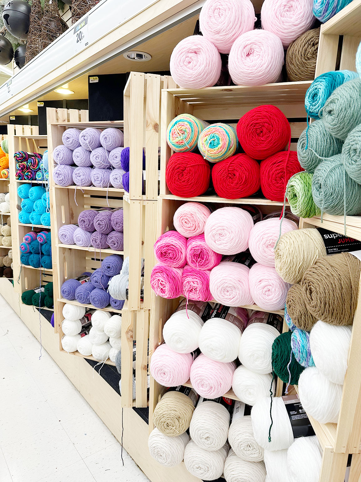 yarn aisle in a craft store